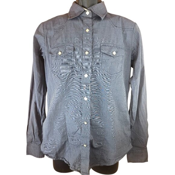 Sherry Cervi X RU Apparel Womens Chambray Western Snap Shirt Medium - Picture 1 of 8